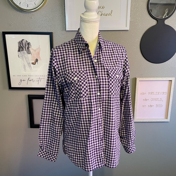 Billy Reid Purple and White Gingham Button Down Shirt S - Picture 11 of 11